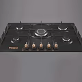 Fregia Black Gas Stove With Multiple Burners And Control Knobs For Kitchen 3d model