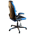 Ergonomic Black Blue Leather Gaming Chair With Adjustable Armrests And Swivel Wheels