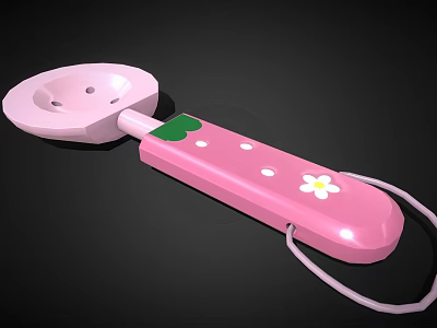 Pink Decorative Handle Tool With Green Leaf White Flower And String Design 3d model