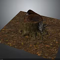 Decorative Wooden Tree Stump with Visible Annual Rings on Textured Wood Surface