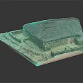 Traditional Thatched House Model with Stone Built Walls and Rural Outdoor Courtyard