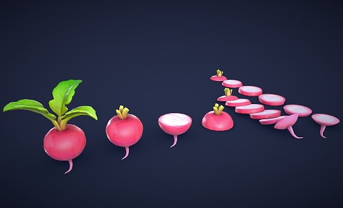 stylized radish cartoon radish carrot cartoon vegetables 3d model