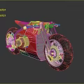 Red Futuristic Motorcycle With Sleek Body Exposed Silver Engine And Metallic Wheels