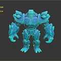 Glowing Blue 3D Creature Model With Muscular Body And Crystal Texture
