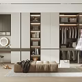 Modern Walk In Closet Design With White Dark Cabinets Hanging Clothes Storage Shelves And Bench