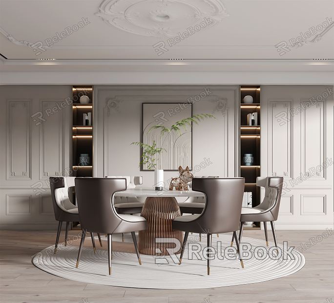 French Restaurant Dining Table and Chair Combination model