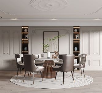 French Restaurant Dining Table and Chair Combination 3d model