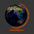 Geographical Globe Earth Model With Orange Base And Detailed Continents Surface