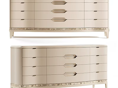Elegant Modern Dresser Design With Multiple Drawers Metal Handles And Decorative Trim 3d model