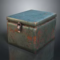 Vintage Teal Green Box with Rusty Peeling Paint and Metal Lock Closure