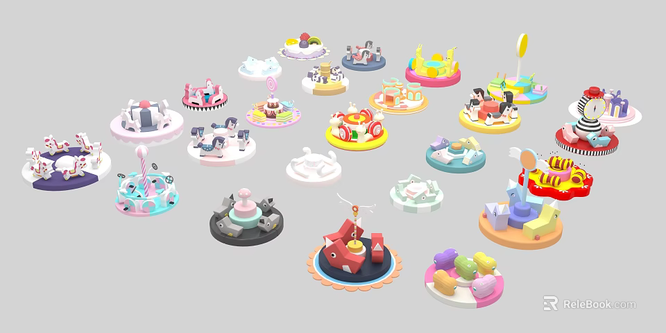 Colorful Children's Playground Equipment With Various Fun Designs And Shapes 3d model 