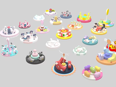 Colorful Children's Playground Equipment With Various Fun Designs And Shapes 3d model