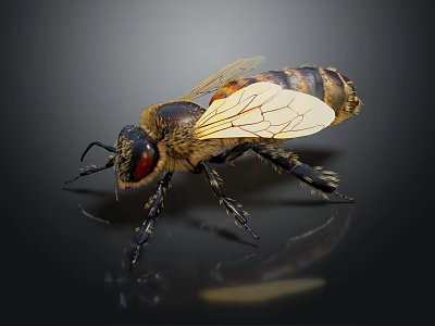 modern bee horse peak wasp insect wildlife 3d model
