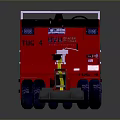 Red Heavy Duty Utility Vehicle With Open Cargo Platform And Large Wheels