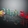 Colorful Children's Toy Building Blocks Scene With Rainbow Slide And Small House
