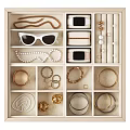 Elegant Perfume and Cosmetics Collection in Organized Drawer Compartments Storage 3d model