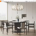 Modern Dining Table and Chair Dining Table Dining Chair Tableware Ornaments Chandelier 3d model