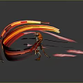Dynamic Armored Character And Tiger With Red Black Flowing Energy Streaks