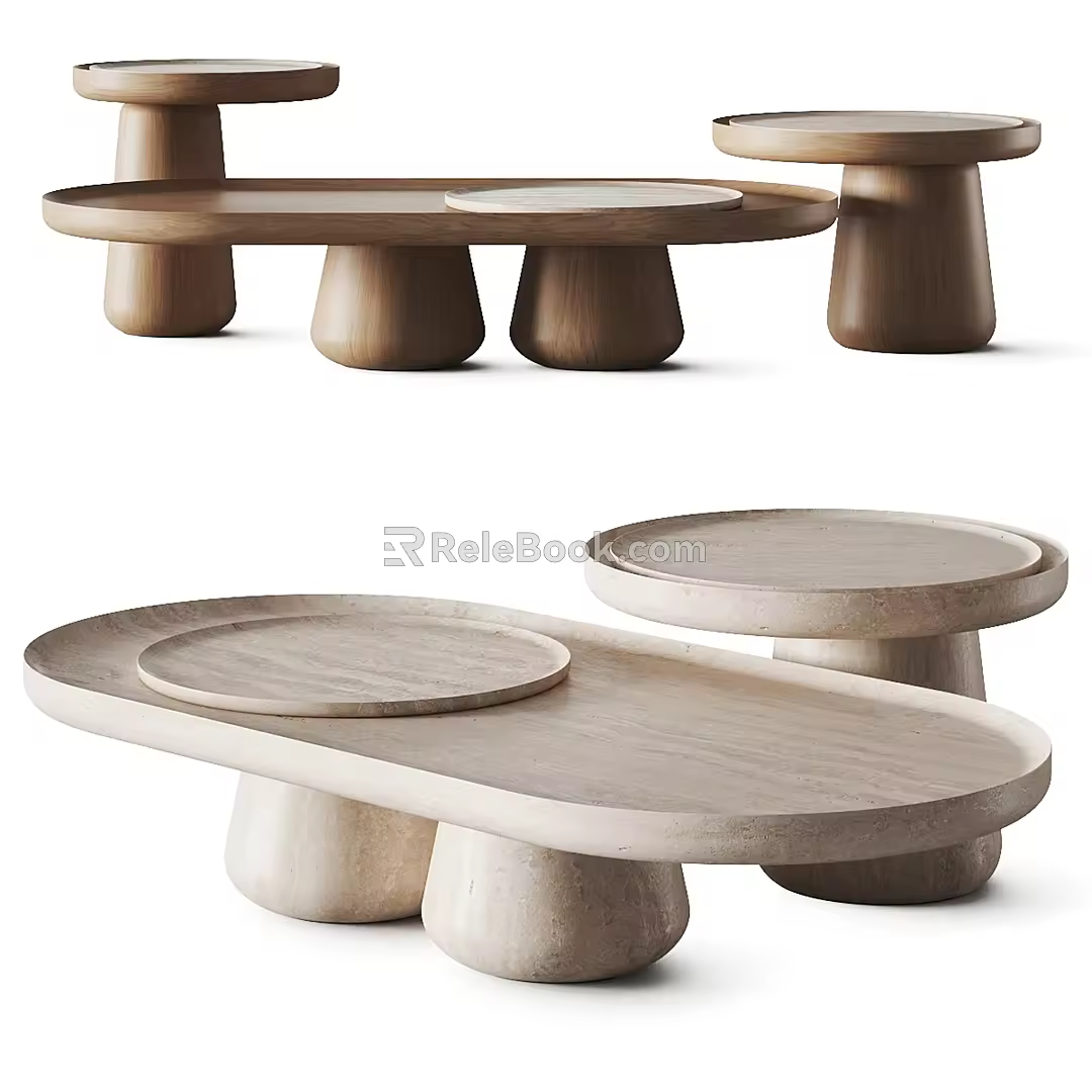 The combination of several sides of the tea table 3d model