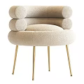 Beige Upholstered Modern Accent Chair With Gold Metal Legs And Comfortable Stylish Design
