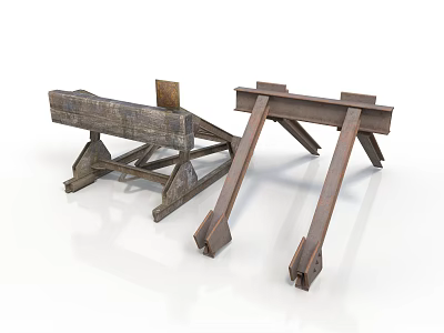 Old Rusty Train Metal Frame Parts With Vintage Industrial Rustic Look 3d model