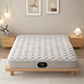 Cozy Mattress On Wooden Bed Frame With Nightstands Table Lamp And Wall Paintings