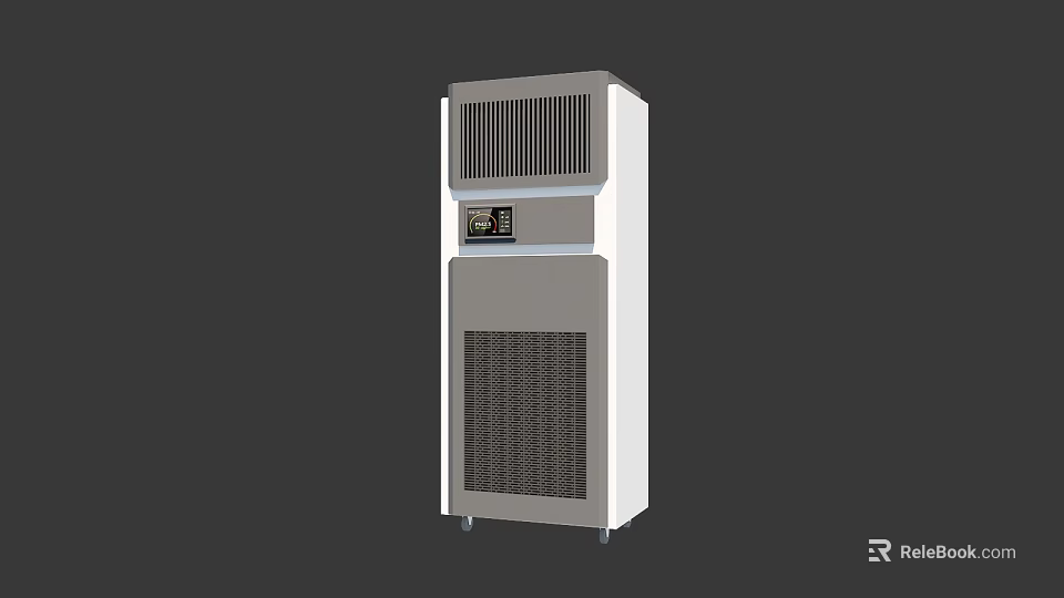 Upright White Daily Use Appliance With Grille Design And Control Panel 3d model 