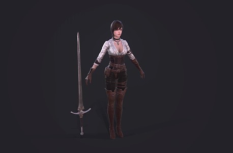 female warrior female swordsman female assassin 3d model