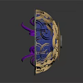 Intricate Circular Architectural Decoration with Purple Petal Patterns Gear Center and Gray Frame