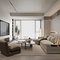 Modern Elegant Living Room Interior With Light Sofa TV Wall Coffee Table And Green Plant