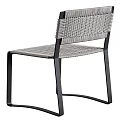 Modern Leisure Chair With Woven Seat Backrest And Black Metal Armrest Frame