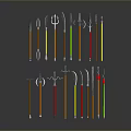 Cold weapons Sword Axe Hook Fork Spear Trident Melee Weapon Military 3d model