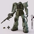 Detailed Green Articulated Robot Action Figure With Rifle Axe And Accessories