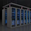 Data Center Server Racks With Blue Lighting And Metal Frames Arrangement 3d model