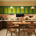 Cozy Retro Living And Dining Room With Festive Chinese New Year Decorations And Open Kitchen