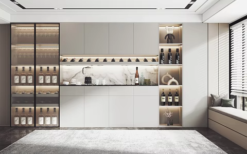 Modern Wine Cabinet Wine Decoration Integrated Wine Cabinet Sideboard 3d model