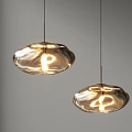 Stylish Round Glass Pendant Lights With Irregular Shape And Warm Glow