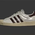 Classic Shell Toe Casual Shoes White with Dark Stripes Cream Sole Stylish Design