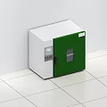 White And Green Laboratory Equipment With Control Panel Glass Door On Tile Floor