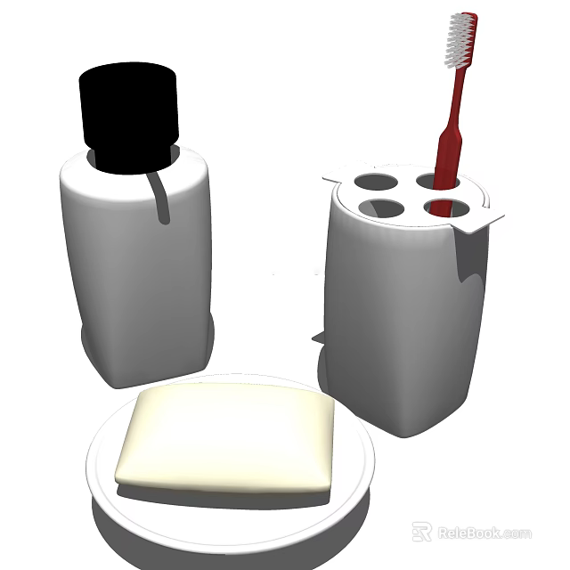 Bathroom Accessories Set With Soap Dispenser Toothbrush Holder And Soap Dish 3d model 