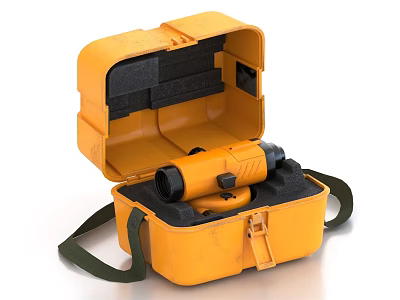 Industrial Equipment Contained in Yellow Tool Case with Black Foam Padding and Green Strap 3d model