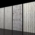 Wall Panels Showcasing Various Textures Gray Vertical Stripes Distressed and Textured Designs 3d model