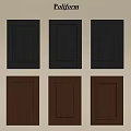 Black and brown wardrobe doors with various panel designs and classic styles