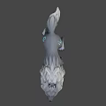 Mythical Gray White Wolf 3D Model With Blue Glowing Eyes And Rune Mark