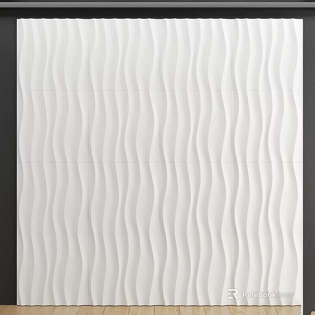White Wall With Wavy Textured Tiles For Modern Interior Design 3d model