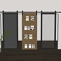 Modern Sliding Barn Door With Wooden Panels And Glass For Interior Home Decor