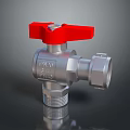 Silver Industrial Valve With Red Handle DN25 Specification And 16 Marking