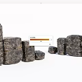 Stone and Wood Blocks of Various Sizes Arranged in Decorative Formation
