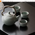 Elegant Light Green Ceramic Tea Set With Teapot And Three Cups 3d model