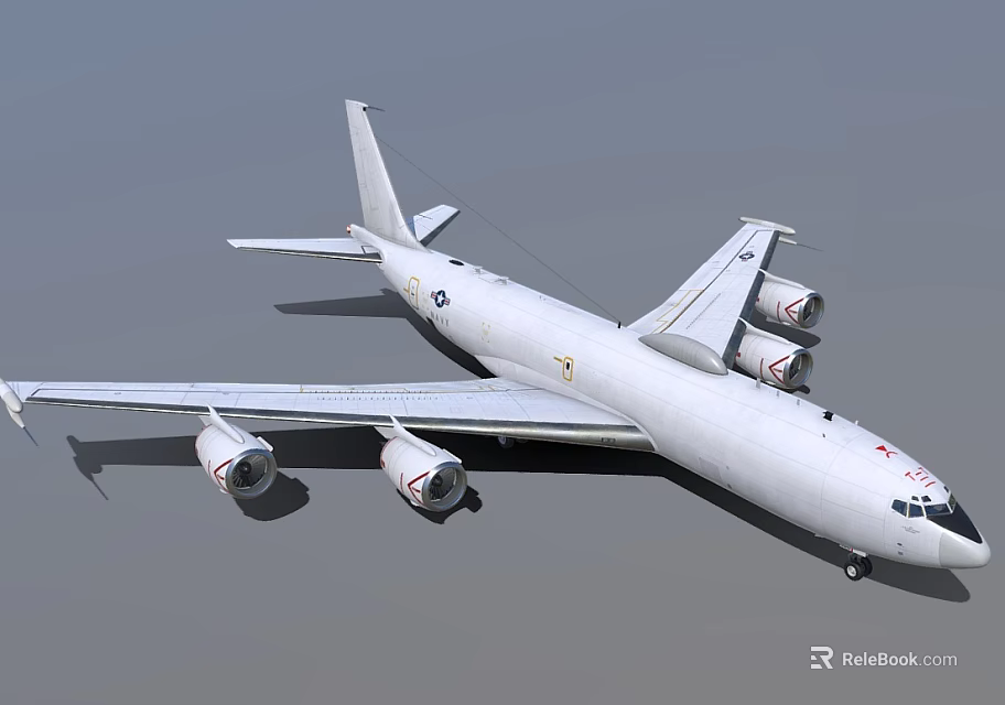 White Military Fighter Jet With Four Engines And Long Wings Design 3d model 